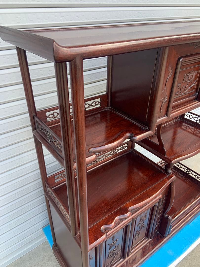 茶箪笥　アンティーク　唐木　年代物　飾り棚　中国家具　美術品　昭和レトロ