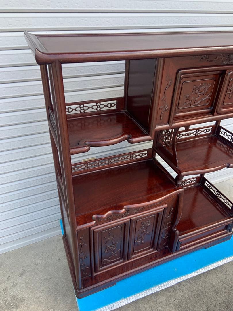 茶箪笥　アンティーク　唐木　年代物　飾り棚　中国家具　美術品　昭和レトロ