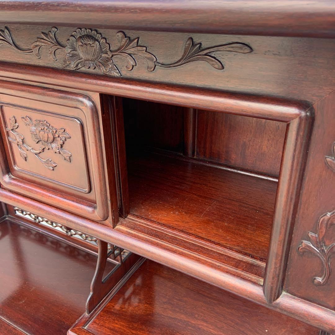 茶箪笥　アンティーク　唐木　年代物　飾り棚　中国家具　美術品　昭和レトロ