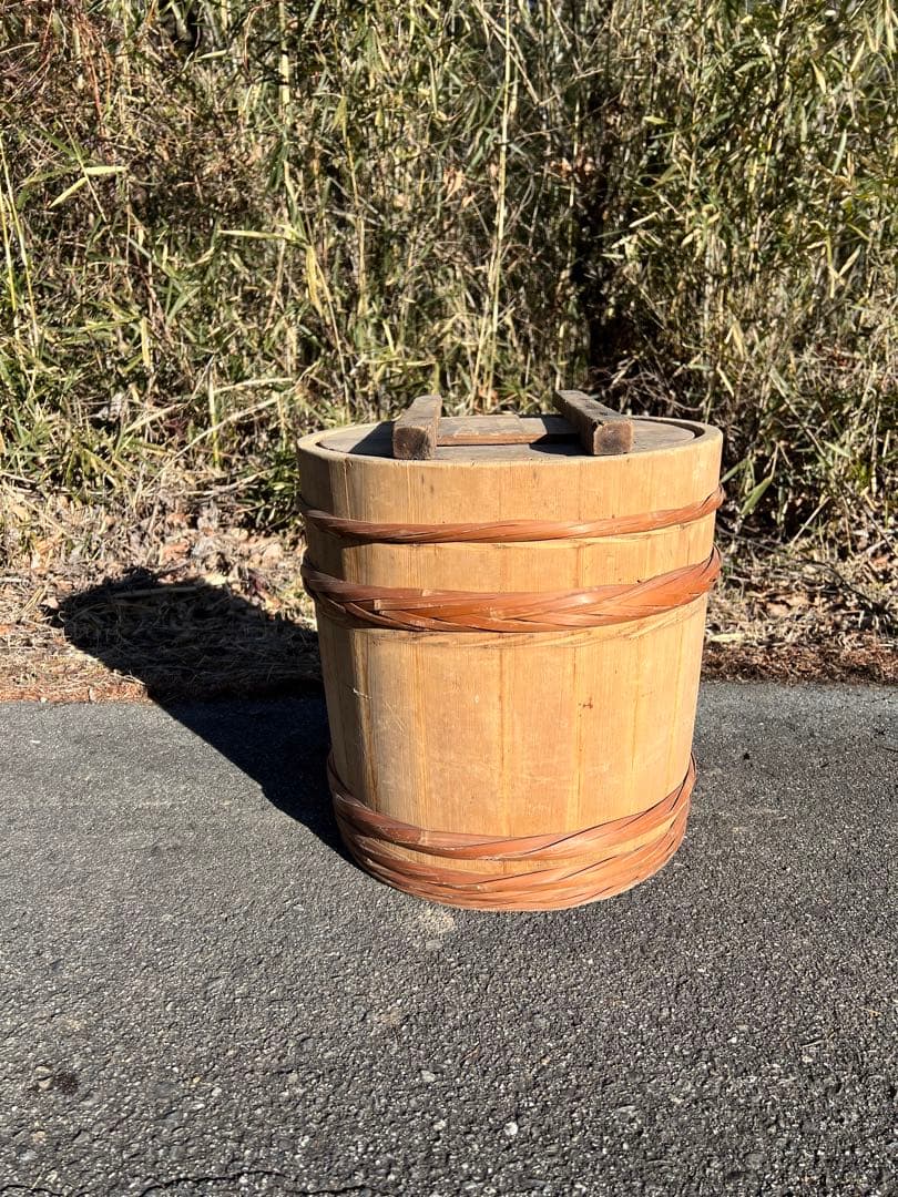 木製　漬物樽　蓋付き