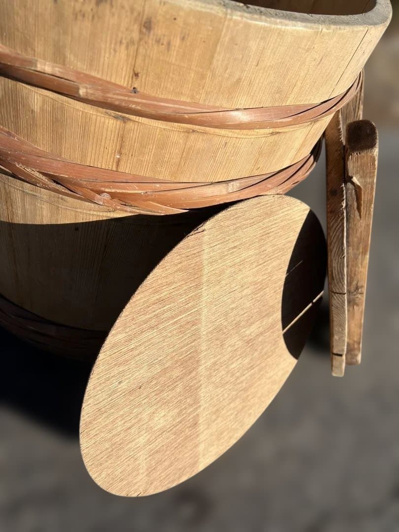 木製　漬物樽　蓋付き