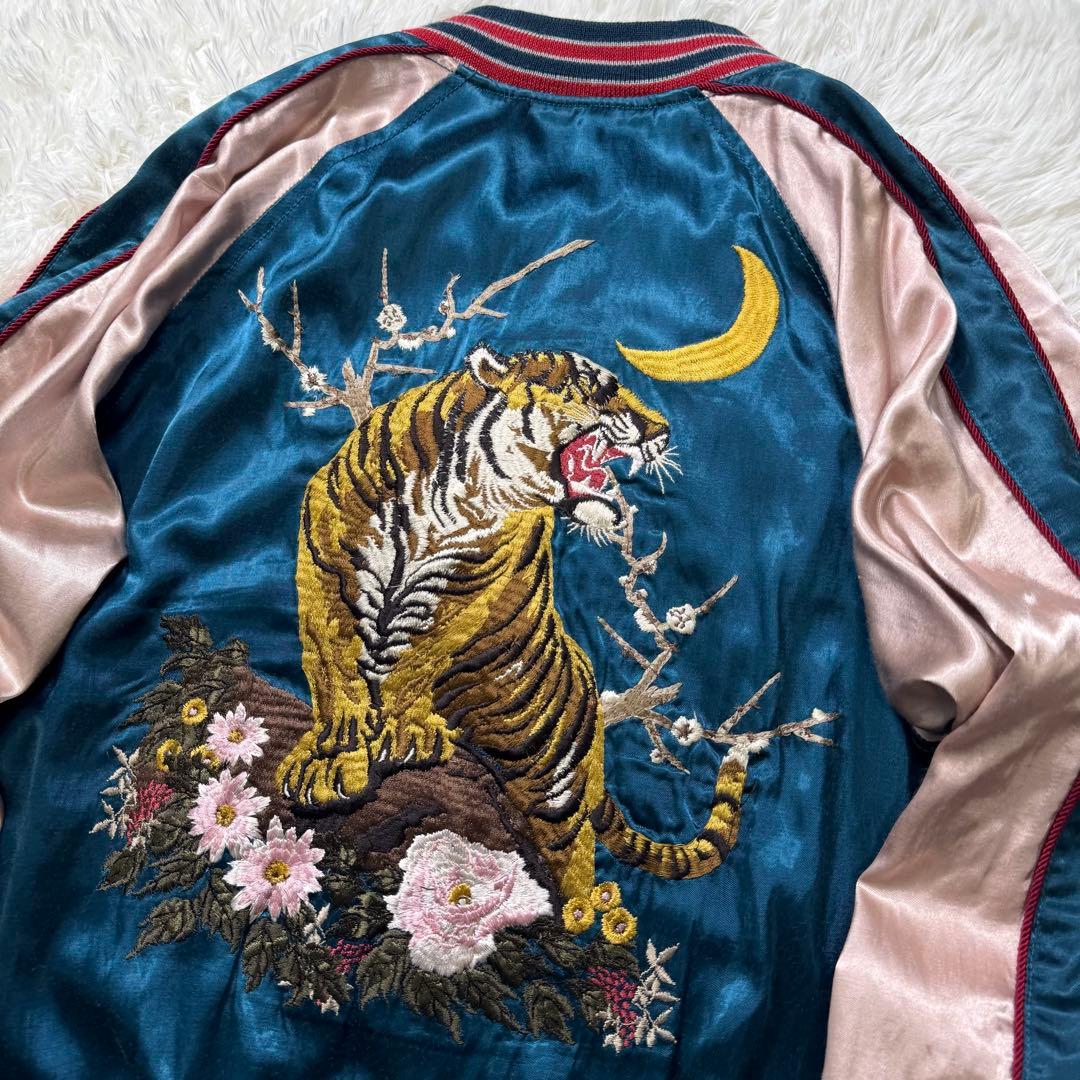 希少✨HOUSTON スカジャン　リバーシブル　虎　七福神　刺繍　L