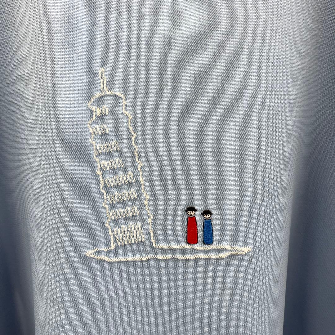 PICONE ピサの斜塔刺繍セーター 水色