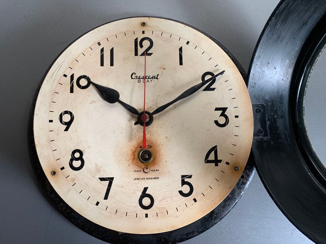 アンティーク Crescent 8day 船舶時計 船時計 壁掛け時計 古道具