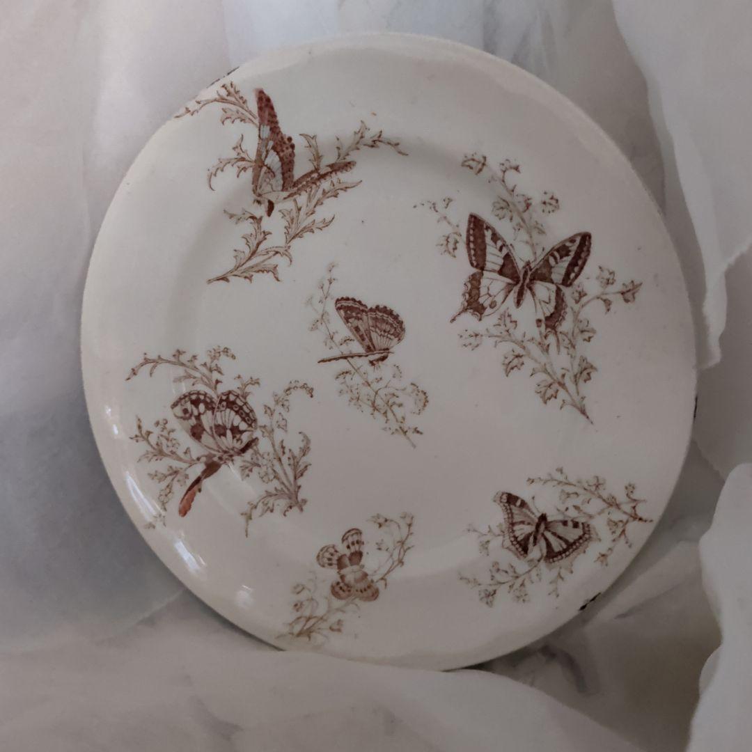 Luneville KG 花リムデザートプレートフランスアンティーク・レア　蝶