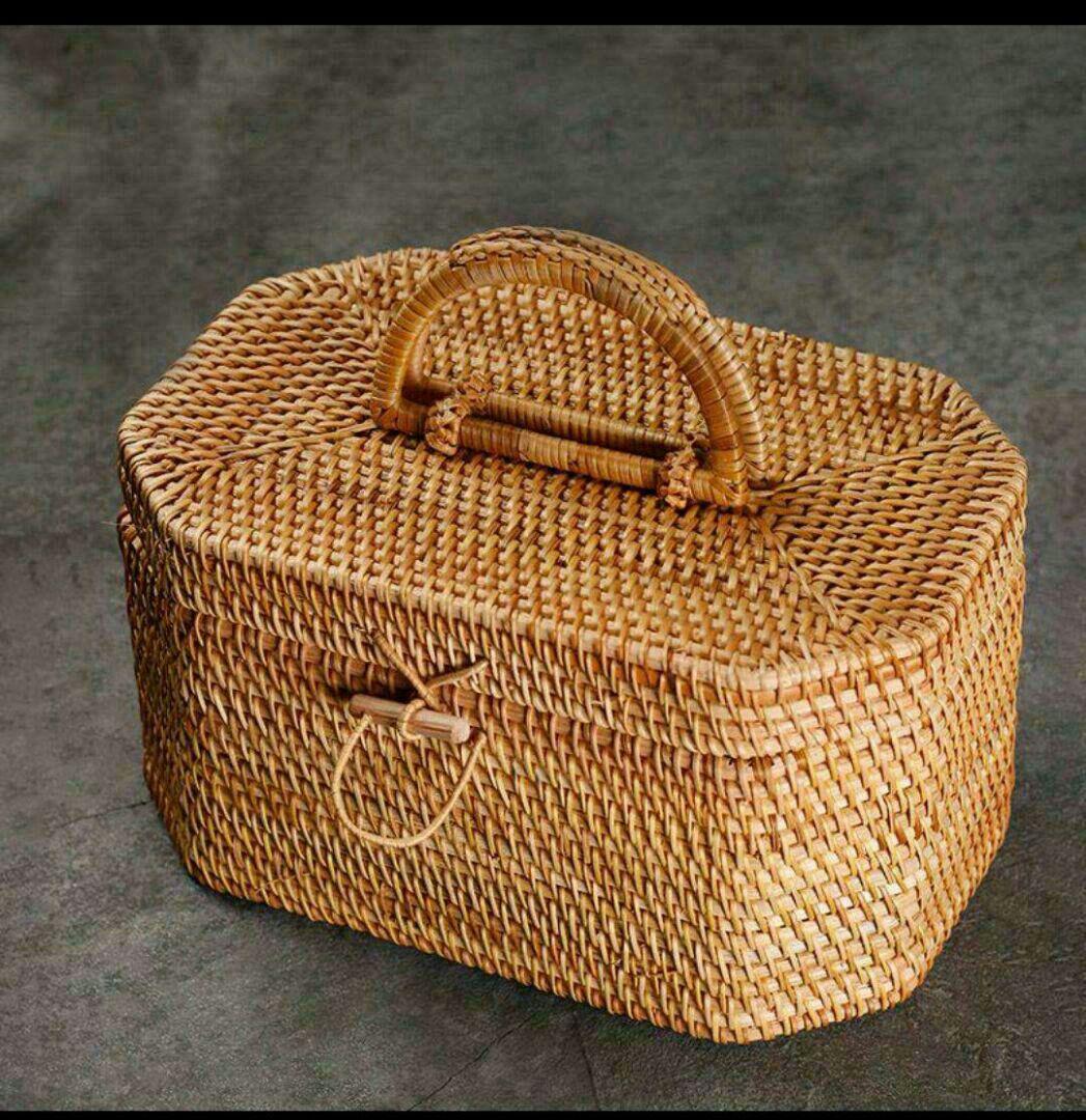 手作り籐製茶器収納ケースケース入りスーツケース かご&amp;lt;7