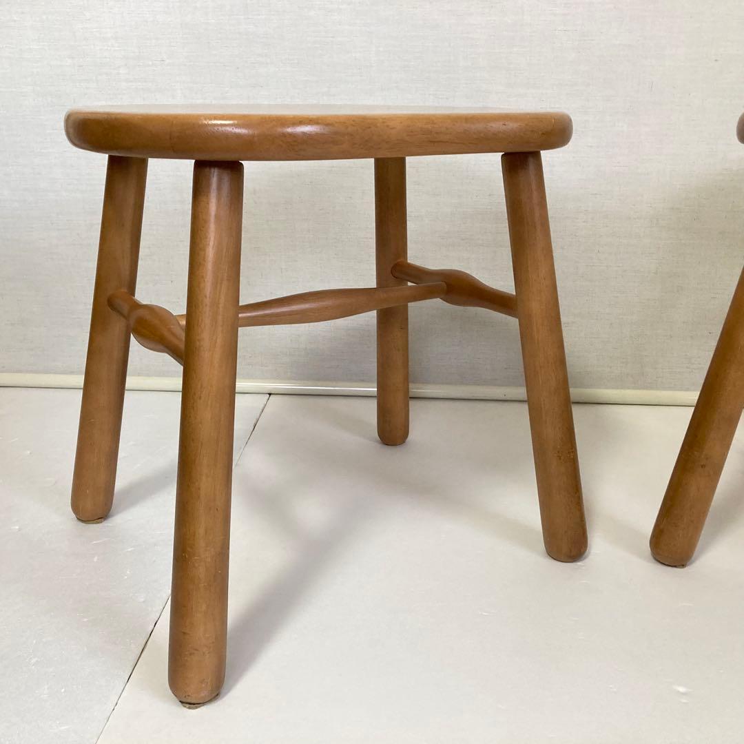 カリモク スツール チェア 椅子 置物台 ナチュラル 2脚 木製 家具 レトロ