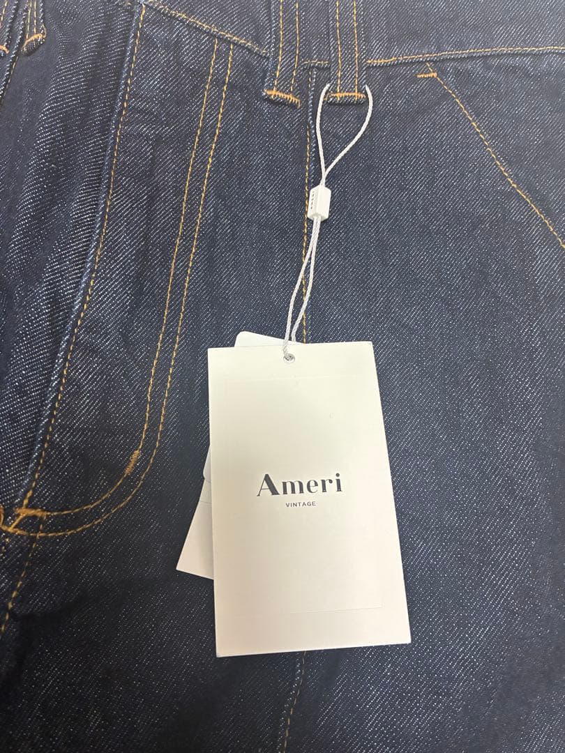 新品　AMERI アメリ　センタープレス ハイウェストストレートデニム　26 Ｌ