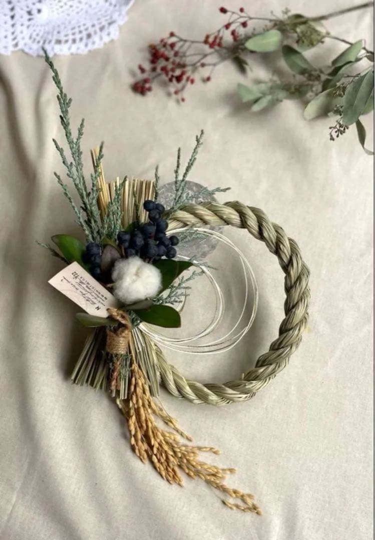 【受注制作】しめ縄　しめ飾り　お正月飾り　玄関飾り　縁起物　スワッグ