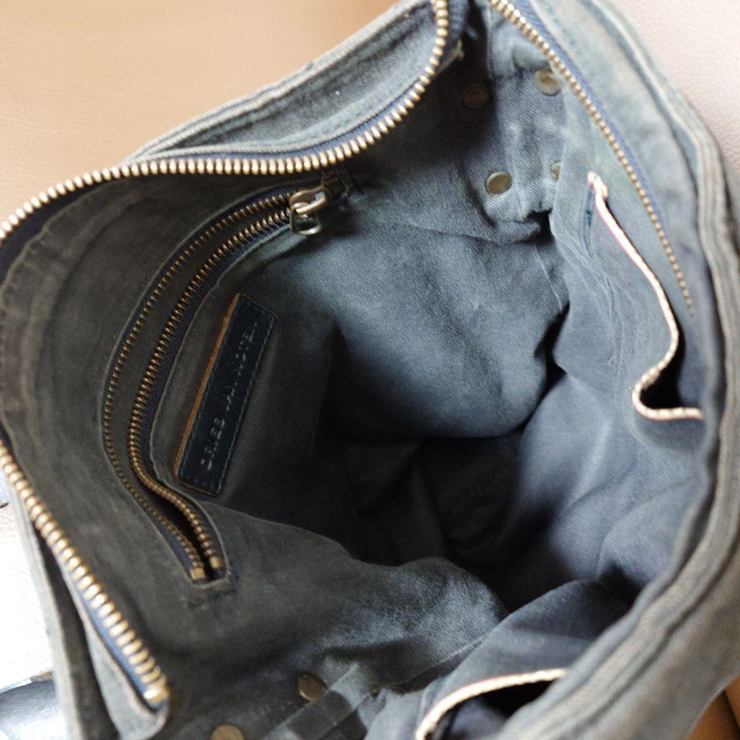 ドリスヴァンノッテン デニム レザー ショルダーバッグ ヴィンテージ 黒