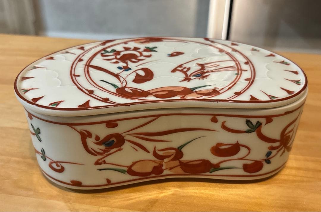 福泉窯　陶箱　赤絵錦剣先万歴