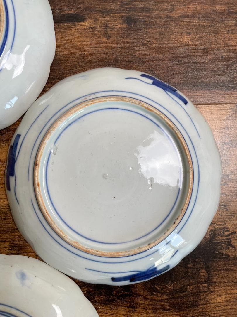 古伊万里　赤絵花図 七寸皿 五客（21.8cm）中皿 大皿 アンティーク