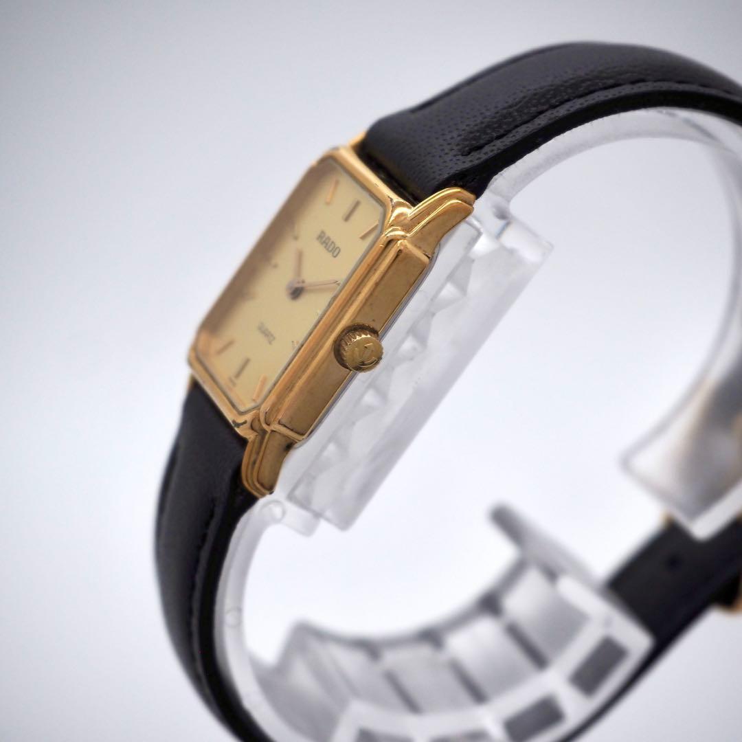 556 稼働 RADO 時計　レディース　スクエア 新品ベルト ゴールド 希少