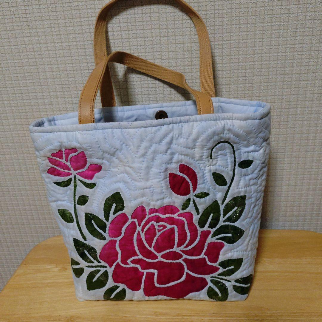 バラのハワイアンキルトバッグ