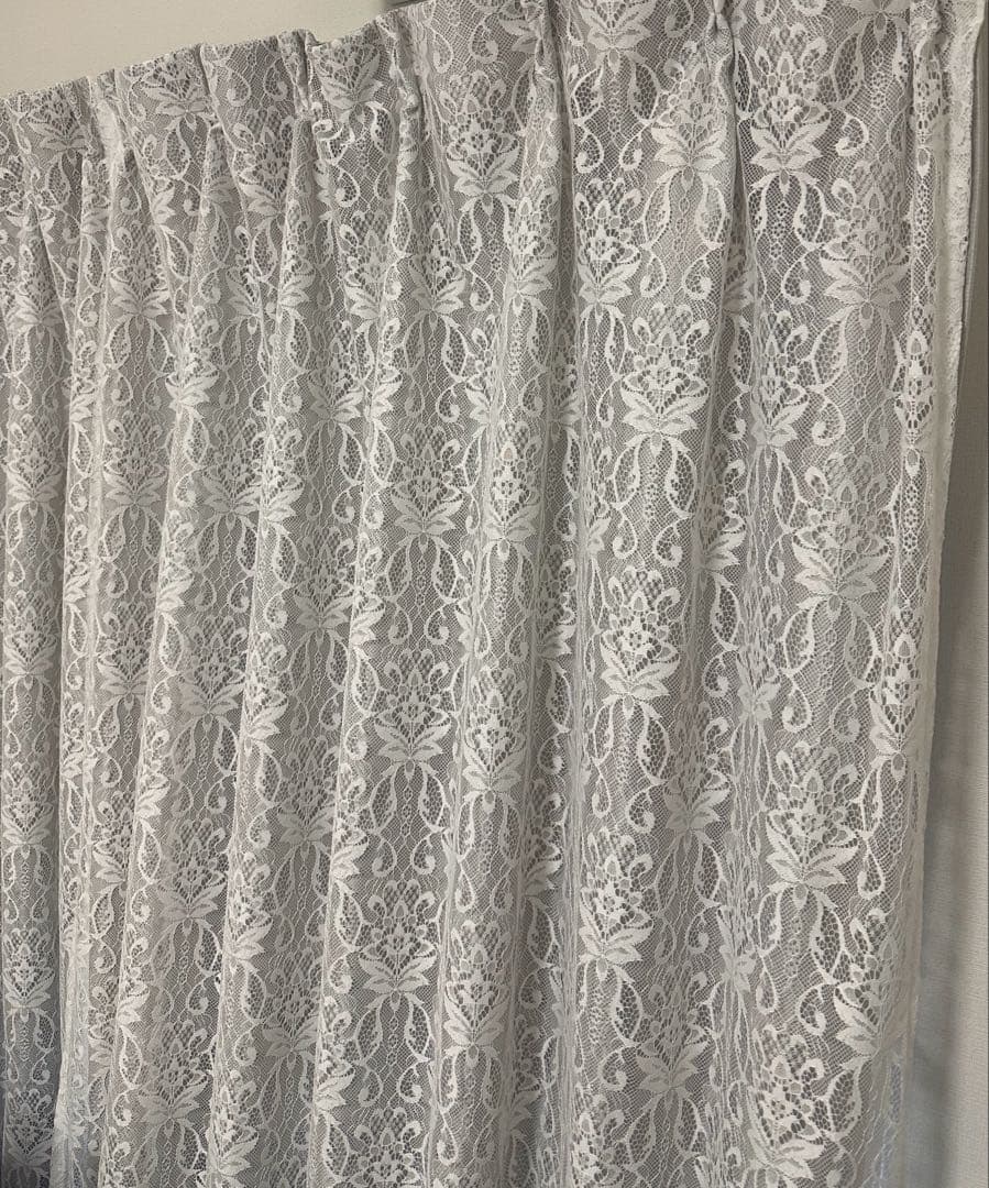 フランフラン2枚 遮光ダブル　レースカーテン 花柄 グレー