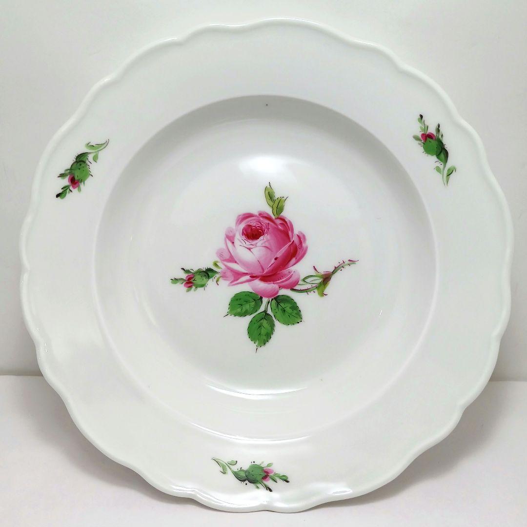 Y3158-3 マイセン ピンクローズ スープ皿 深皿 2枚セット　D