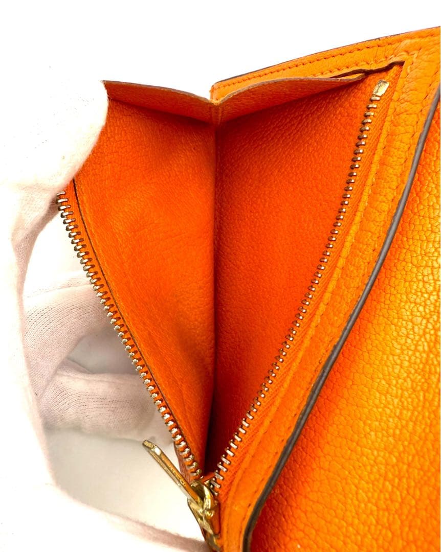HERMESベアンコンパクト　二つ折り財布　オレンジ