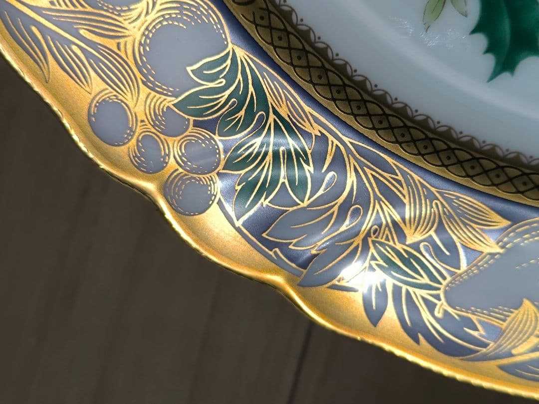 ノリタケ 限定品プレート 2000 ハチドリ 青い鳥 陶器 金彩