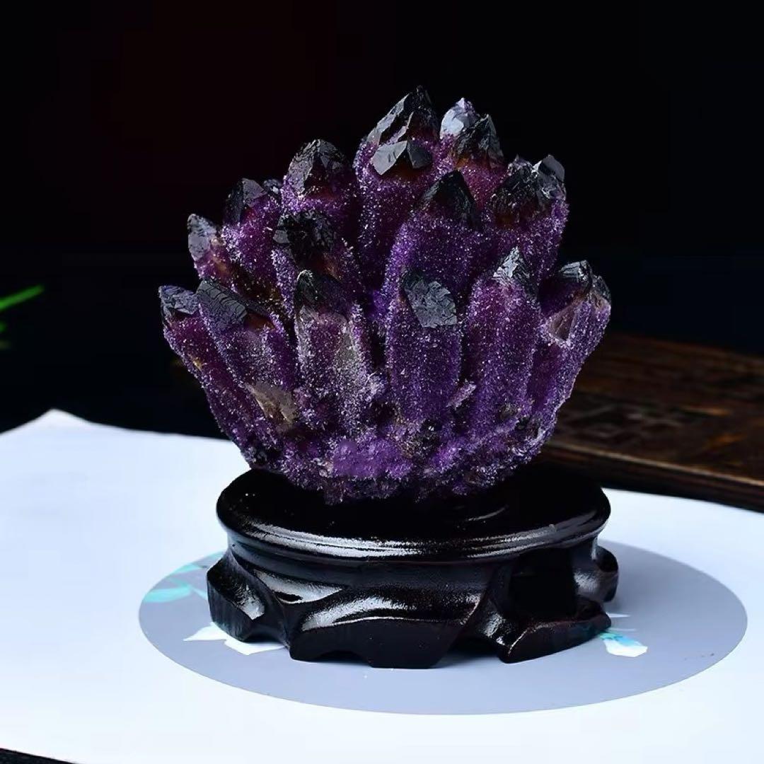 Ohagi　アメジスト クラスター 原石 浄化 パワーストーン 台座付