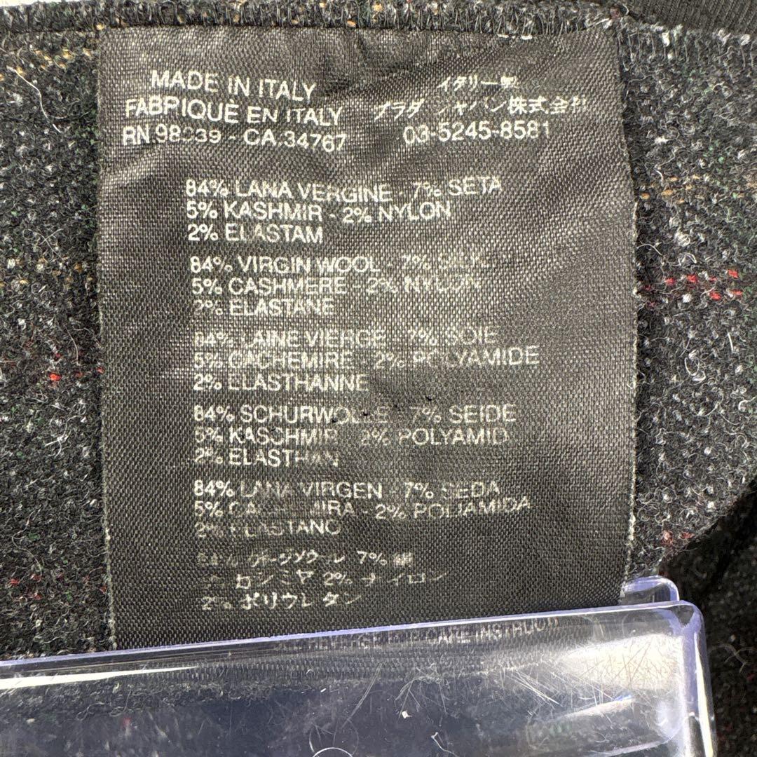 美品✨プラダ カシミヤ混 ツイードフレアプリーツスカート 厚手 ダークグレー L