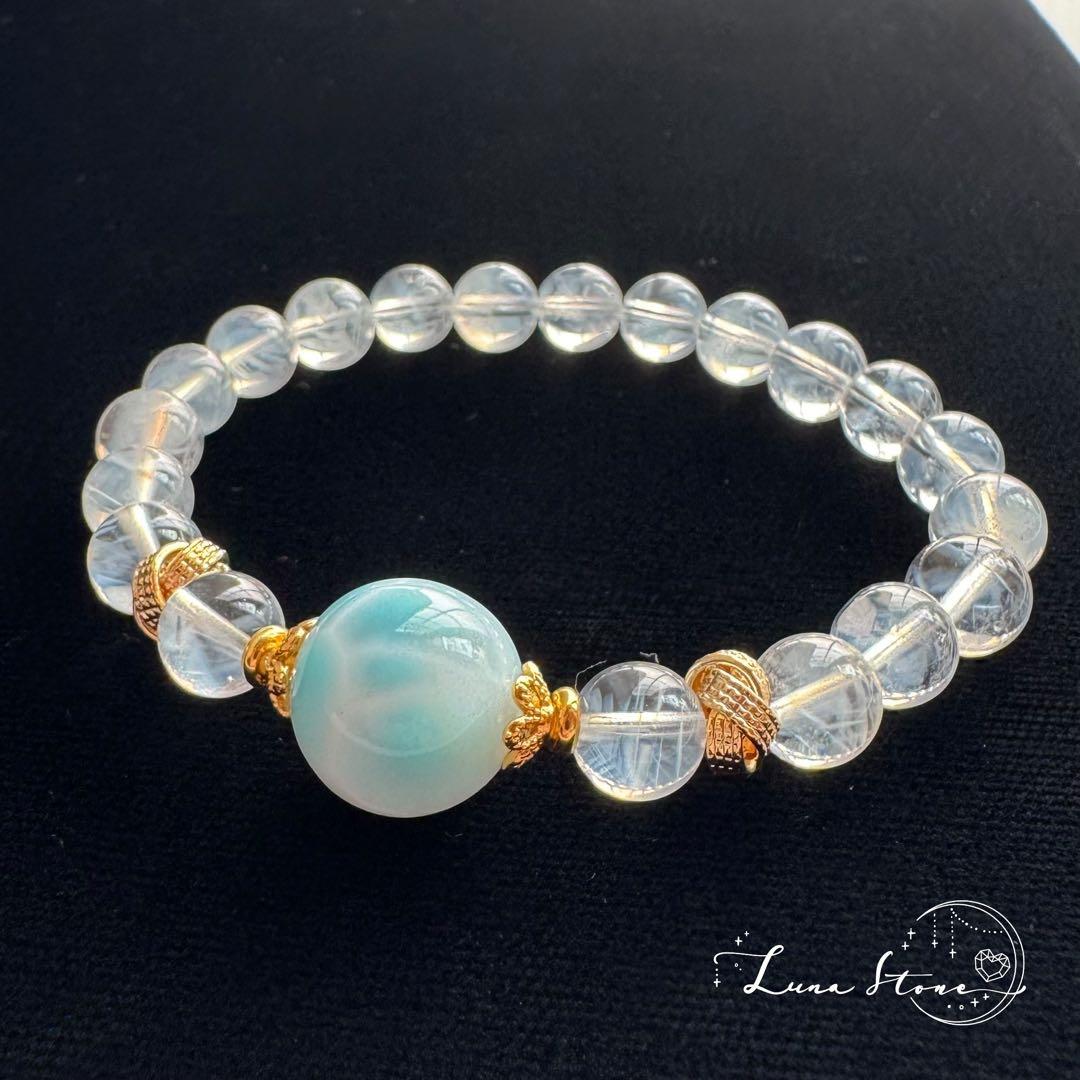 【ラリマー × エンジェルラダークォーツ】 やさしい空色 天然石 ブレスレット