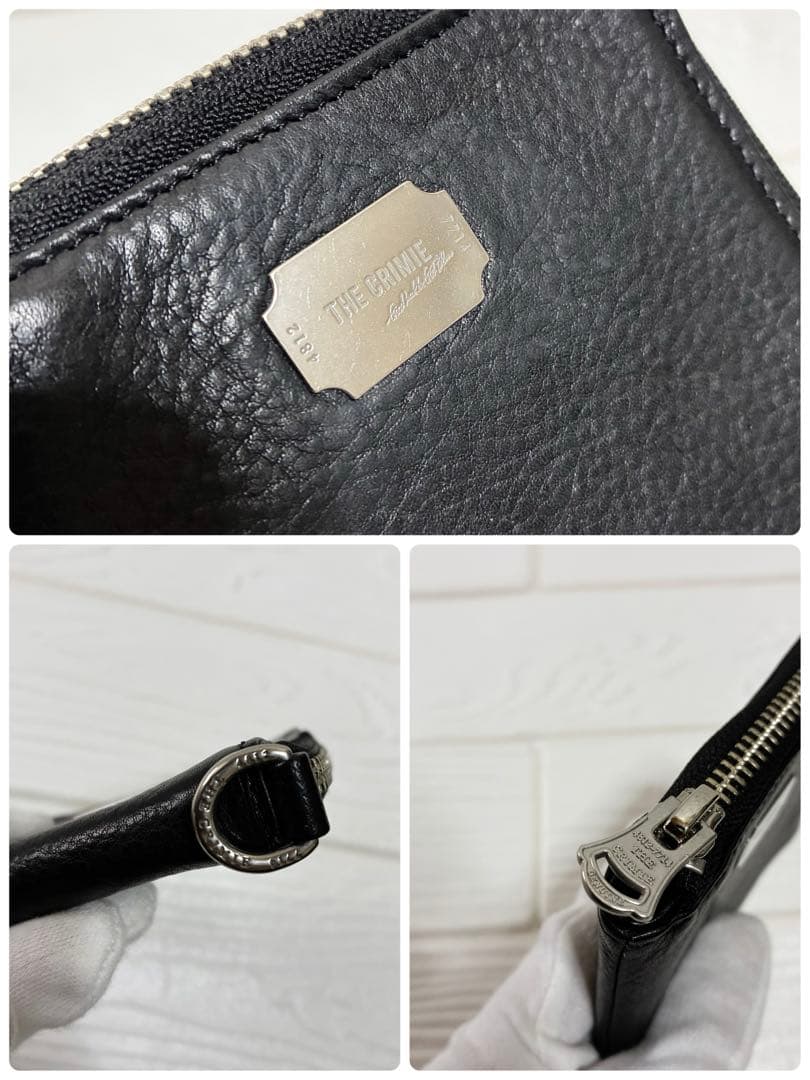 THE CRIMIE ロゴプレート ジップアラウンド スモールウォレット　L字