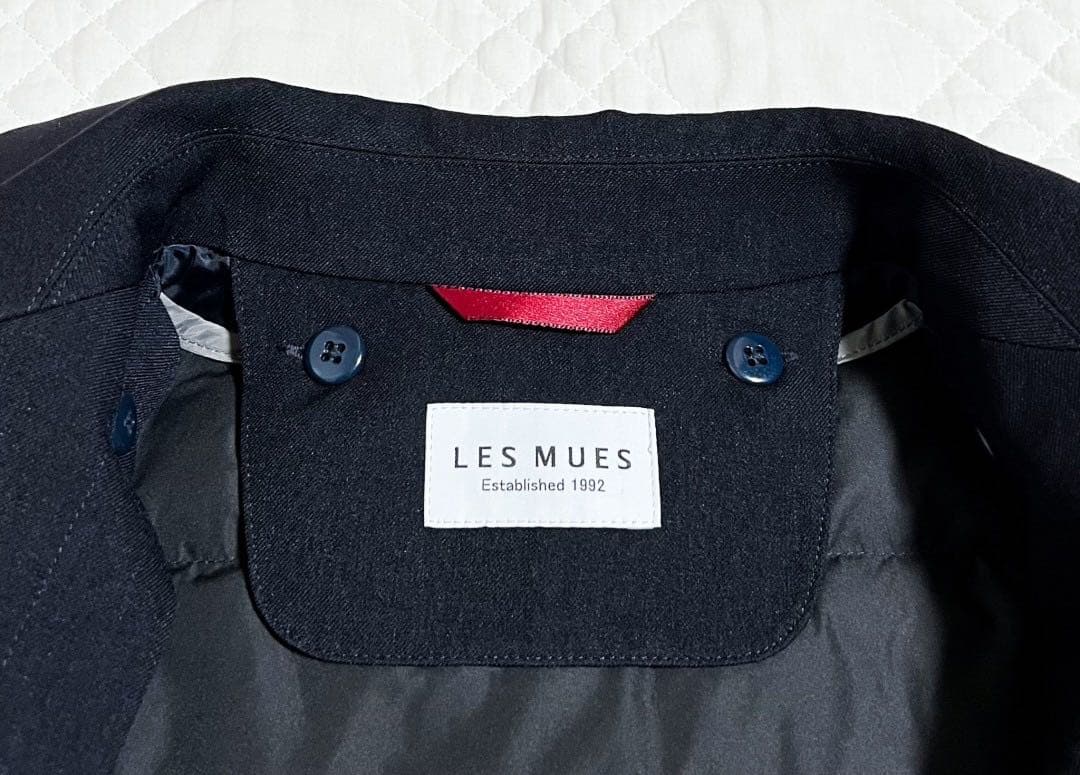 新品 タグ付き LES MUES コート ステンカラー 濃紺 無地　M