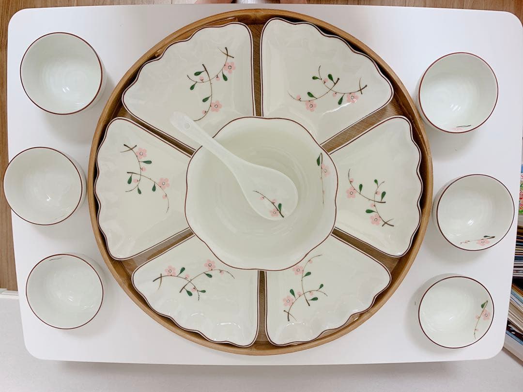 花柄陶器食器セット 9点-高級セット