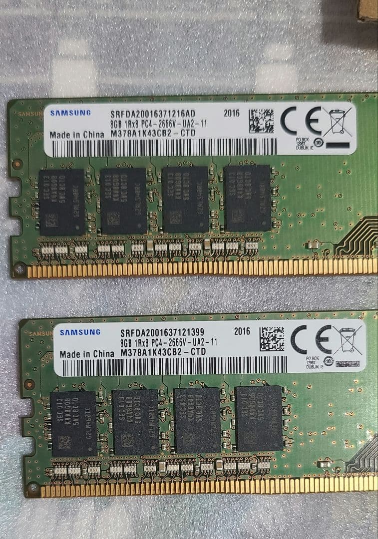 Samsung DDR4 2枚 16GB メモリ