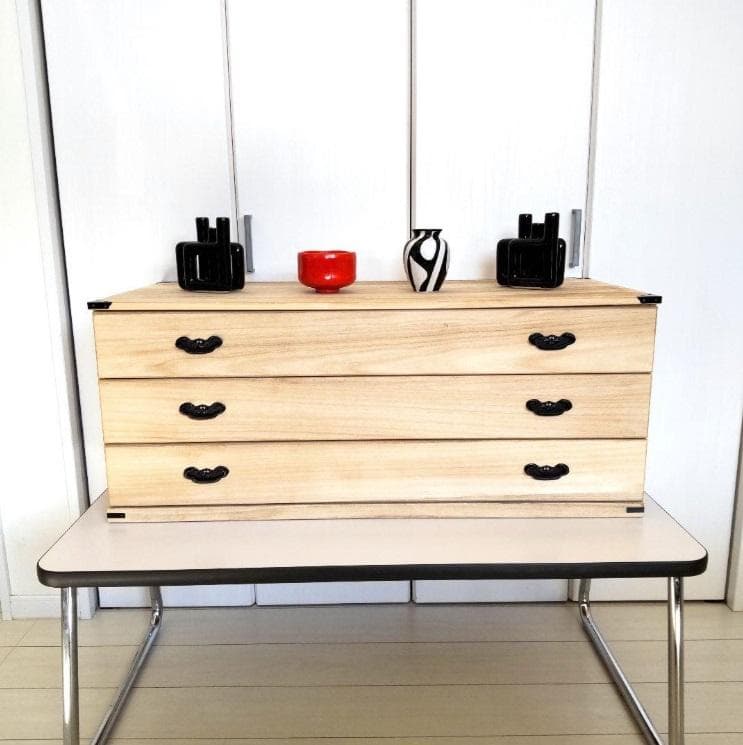 天然桐箪笥三段　和 チェスト　引出し収納　キャビネット　和装 着物　タンス　希少