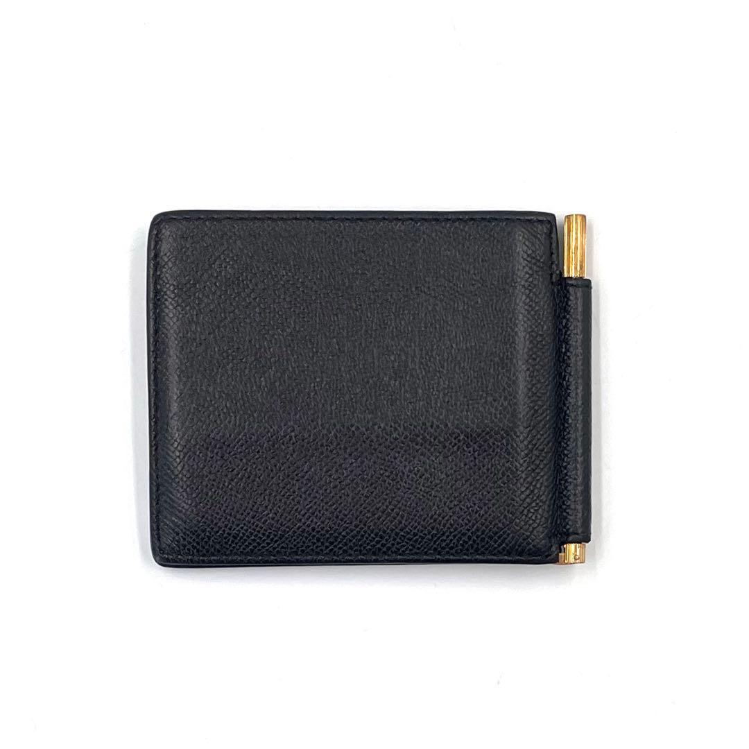 《超美品》TOM FORDトムフォード マネークリップ 本革 ゴールド金具 黒系