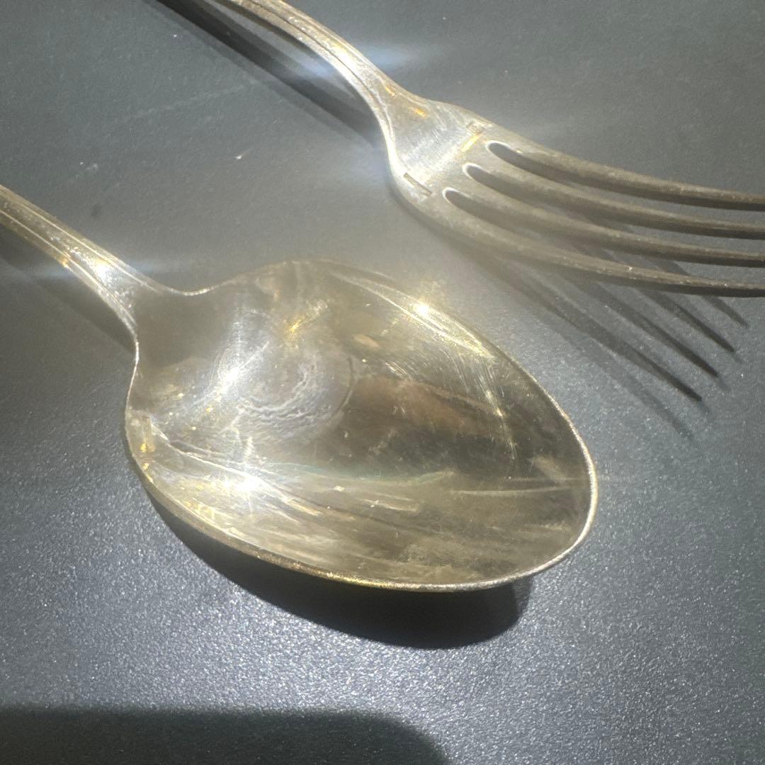 1900アンティークChristofle銀フォークと銀スプーンのセットアールデコ