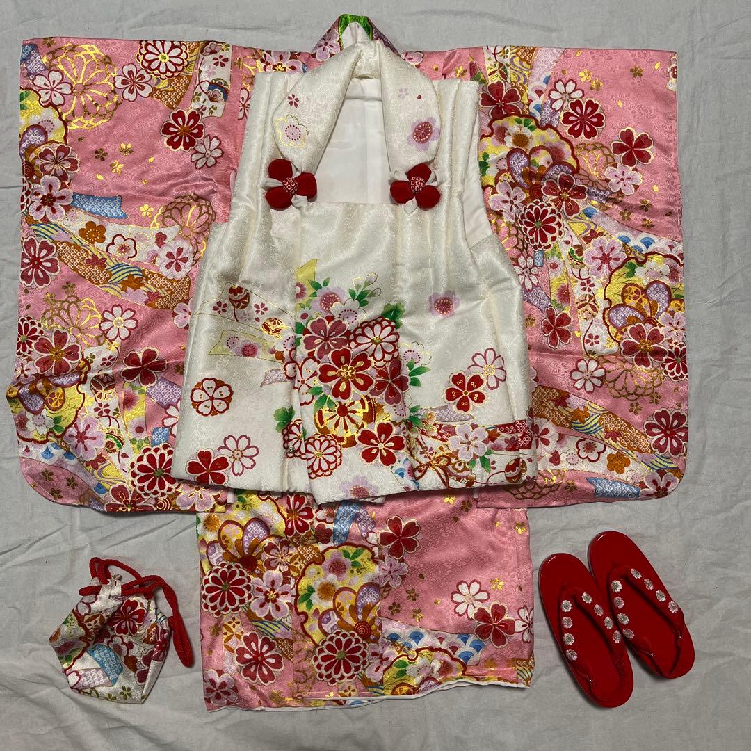 七五三　3歳　京都花ひめ　ピンク　被布　正絹　フルセット