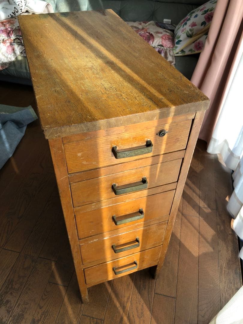 ヴィンテージ　木製サイドチェスト4段 昭和レトロ