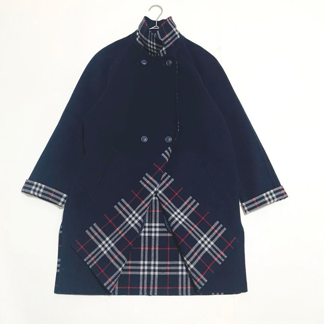 Burberrysバーバリーズ総ノバチェックウールコートカシミヤ混