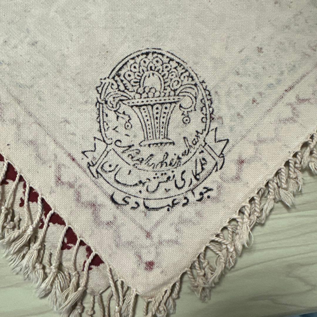 花柄ラグ フリンジ付き