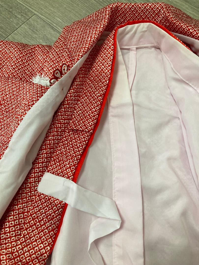 ハロー キティ 七五三　着物　3歳　女の子　絞り柄　被布　小物　セット　レトロ