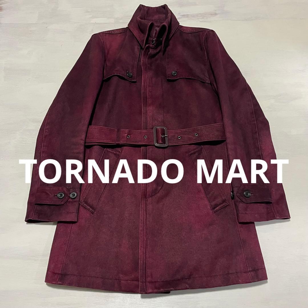 レア TORNADO MART スエードヘアライン柄返し衿シングルトレンチコート
