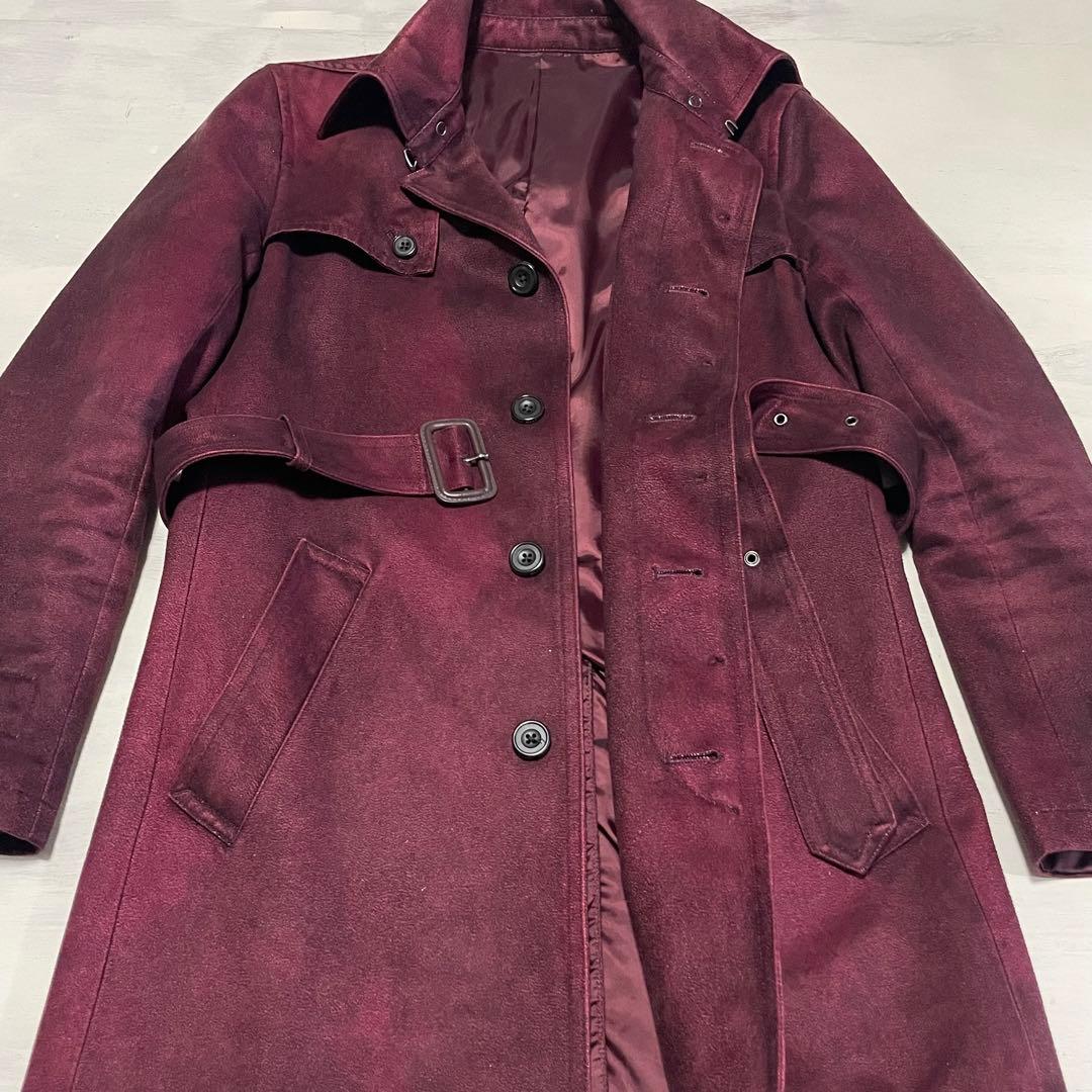 レア TORNADO MART スエードヘアライン柄返し衿シングルトレンチコート