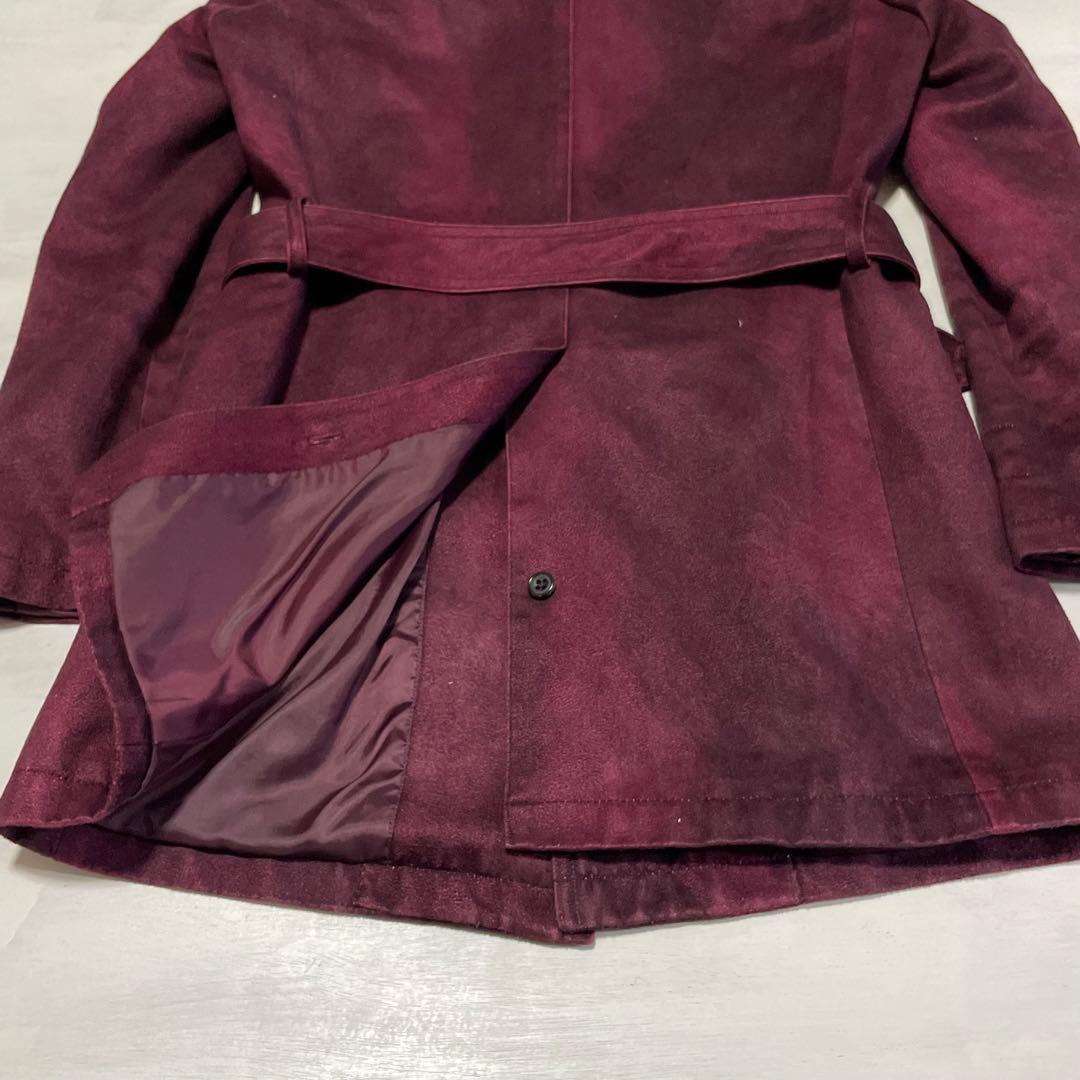 レア TORNADO MART スエードヘアライン柄返し衿シングルトレンチコート