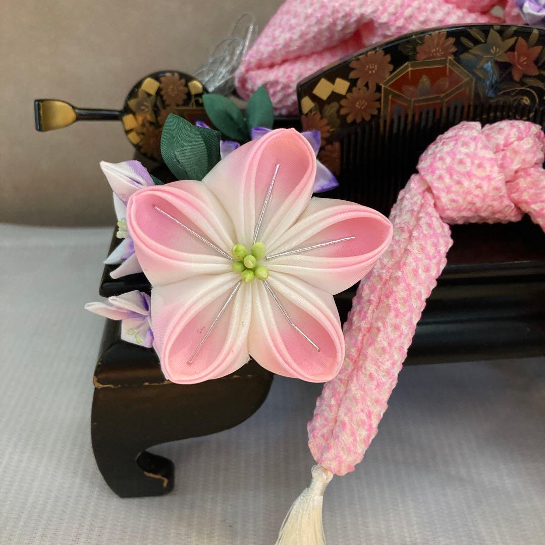 専用　七五三　成人式　桔梗花簪　櫛平打ち簪　Uピン簪　後挿し　水引簪