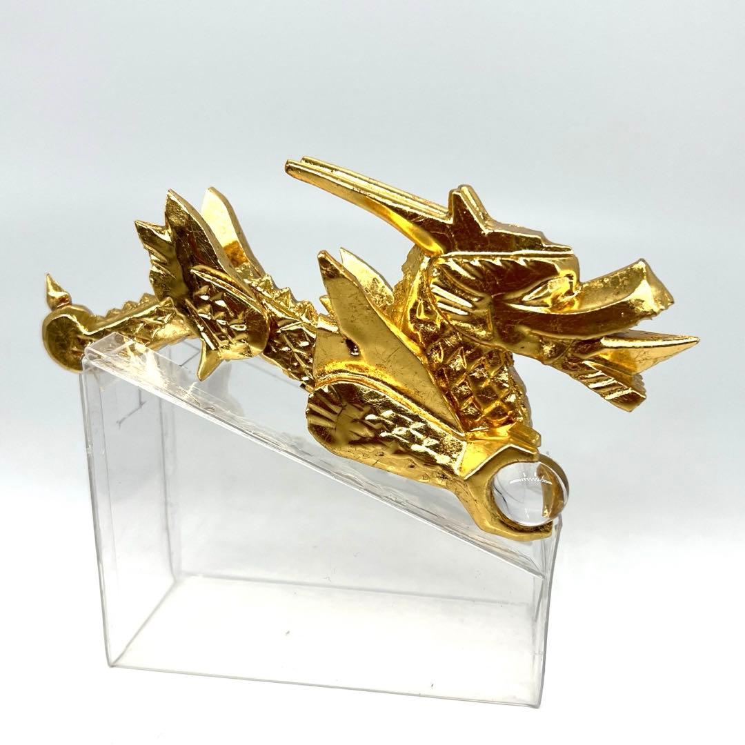 端午の節句　飾竜頭木彫金箔張り水晶玉付き