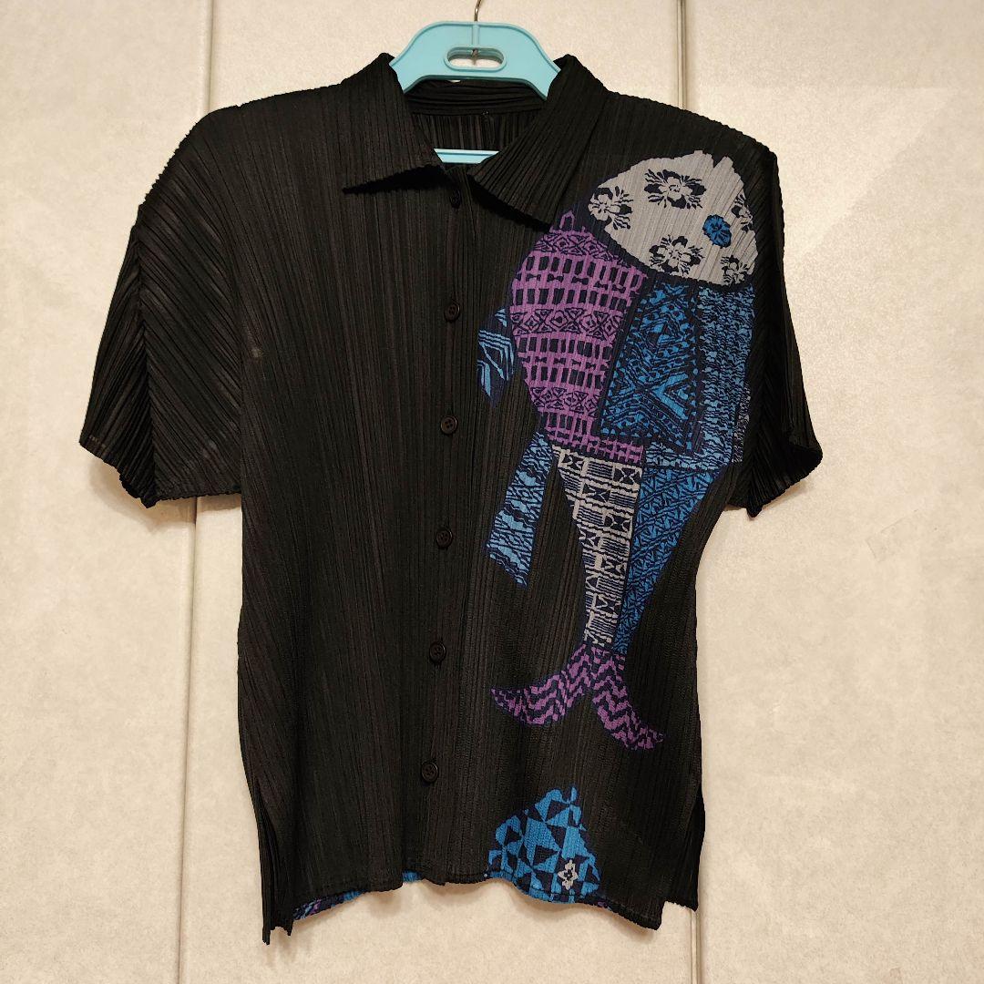 真*香様 美品PLEATS PLEASE 半袖シャツ 黒