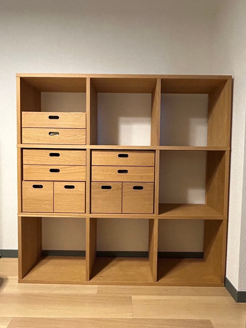 無印良品 スタッキングシェルフ 3段 × 3列 オーク材& スタッキングチェスト
