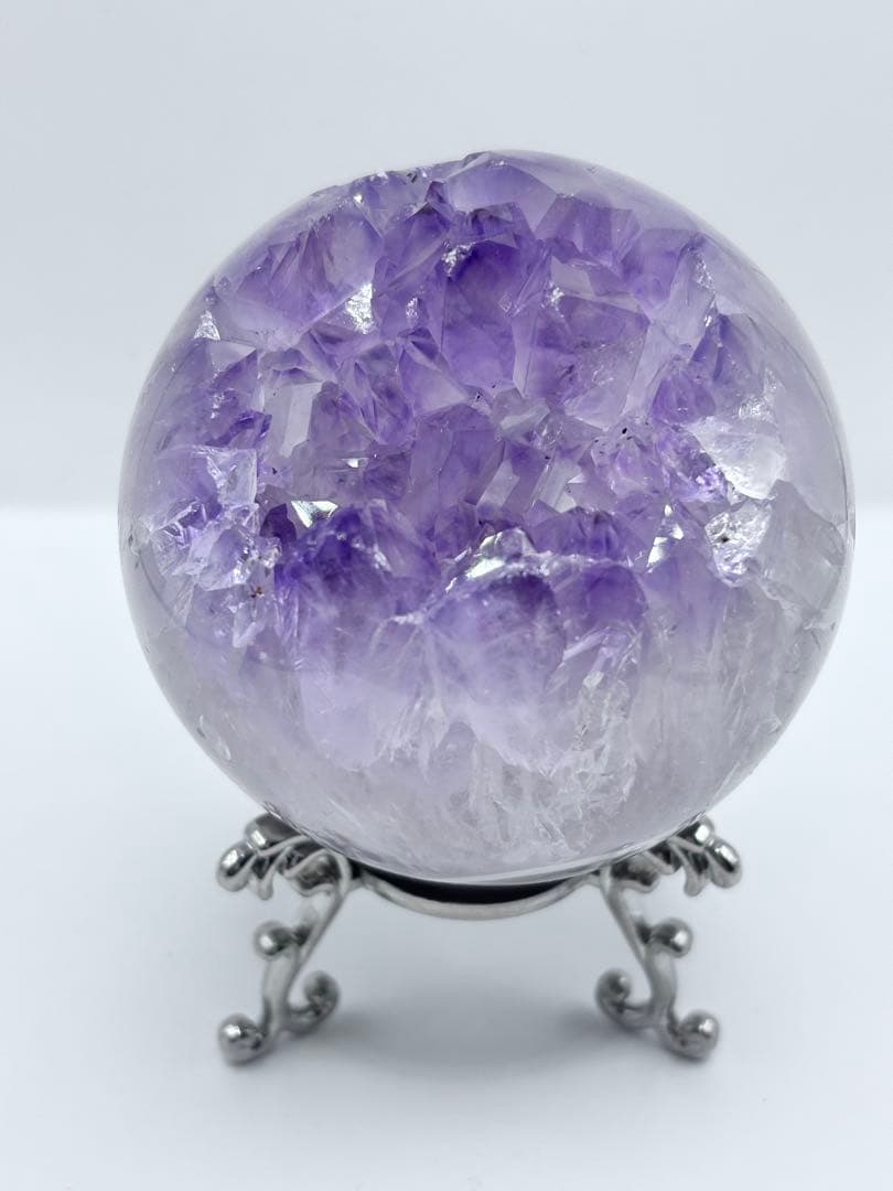 ☆*☆様 天然石 アメジスト瑪瑙 台座付き スフィア 丸玉 笑口 オールカット