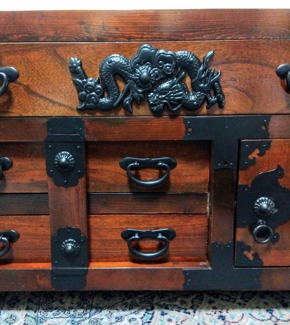 【蔵出し】アンティーク　車箪笥　からくり箪笥　ローチェスト　時代箪笥