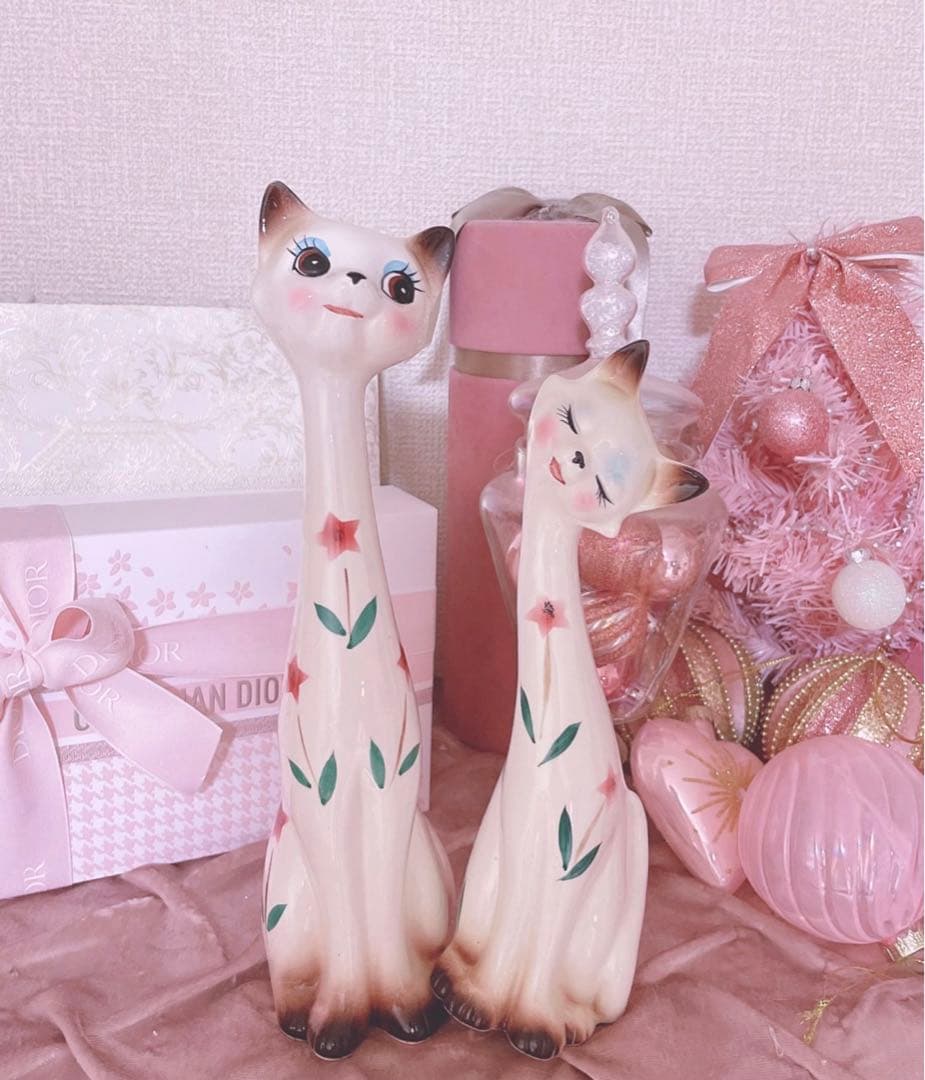 レア♡アンティーク♡シャム猫♡置物♡骨董品♡昭和レトロ♡インテリア♡陶器品♡