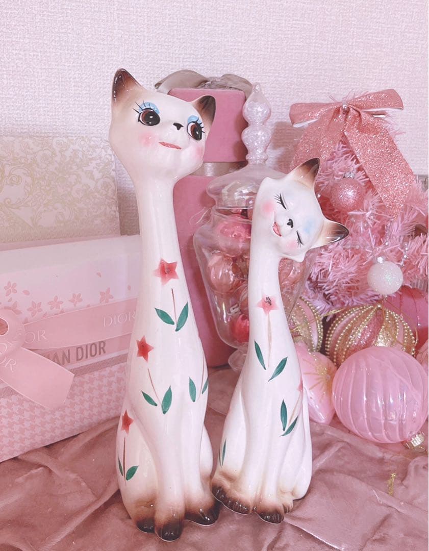 レア♡アンティーク♡シャム猫♡置物♡骨董品♡昭和レトロ♡インテリア♡陶器品♡