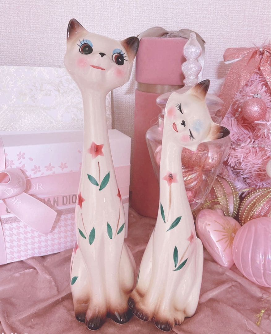 レア♡アンティーク♡シャム猫♡置物♡骨董品♡昭和レトロ♡インテリア♡陶器品♡