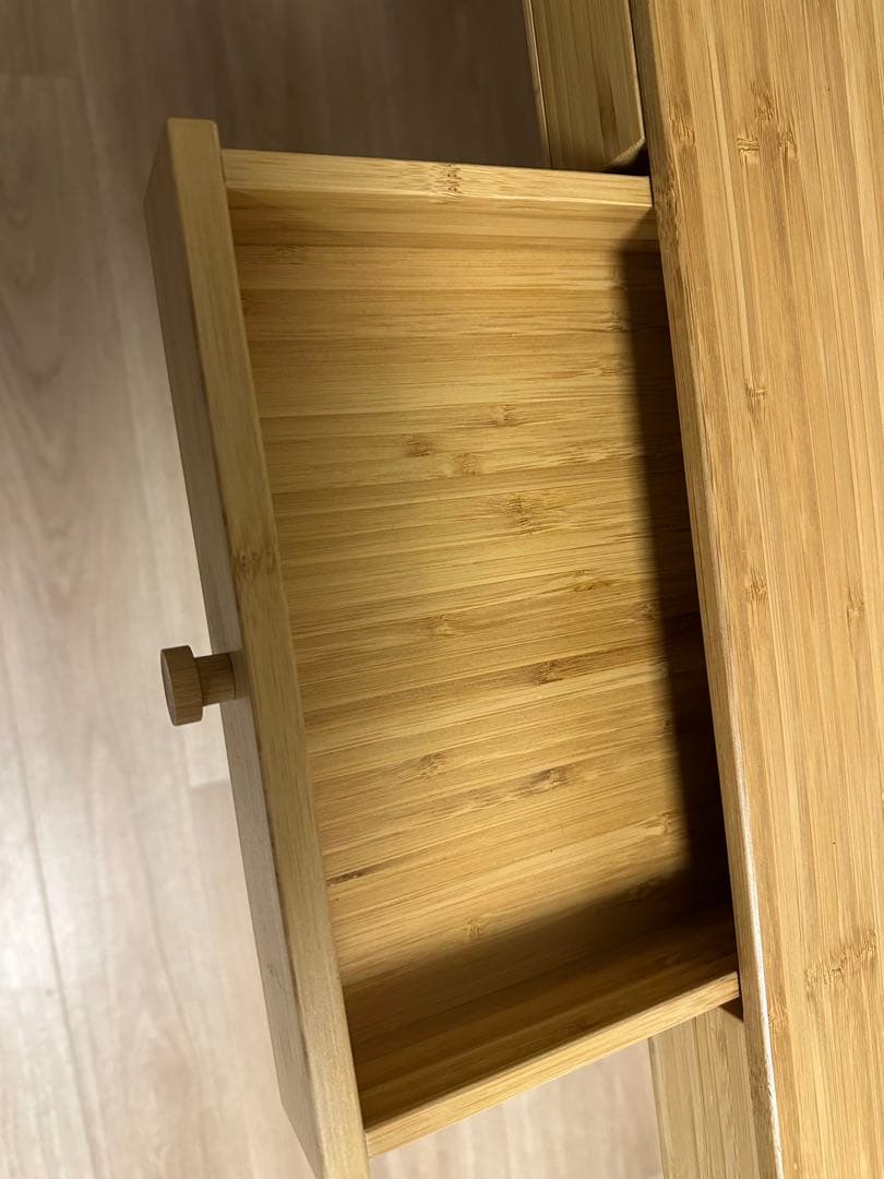IKEA LILLÅSEN リルオーセン バンブーデスク ホワイト脚 3引き出し